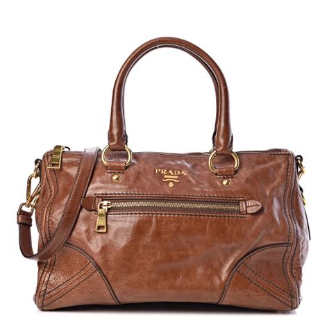 PRADA Vitello Shine Shopping Satchel Palissandro